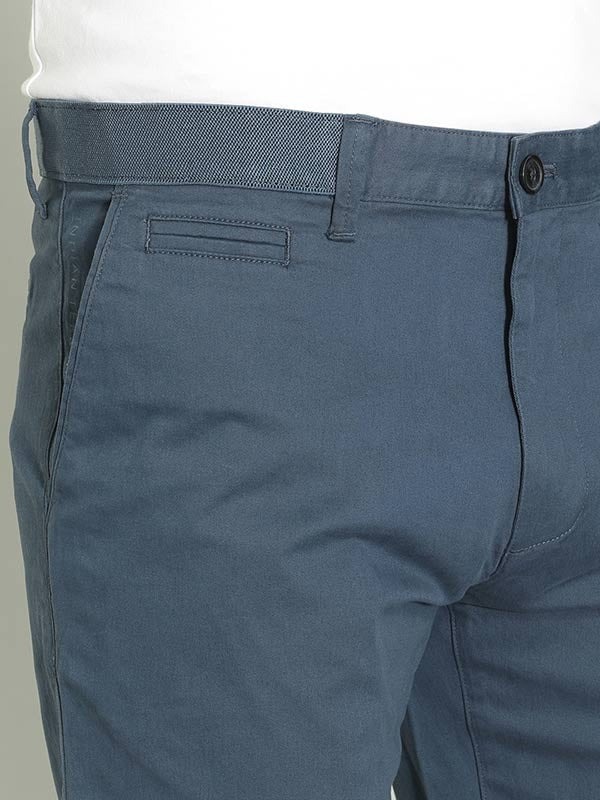 Indian Terrain Men's Slim Fit Solid Blue Shorts